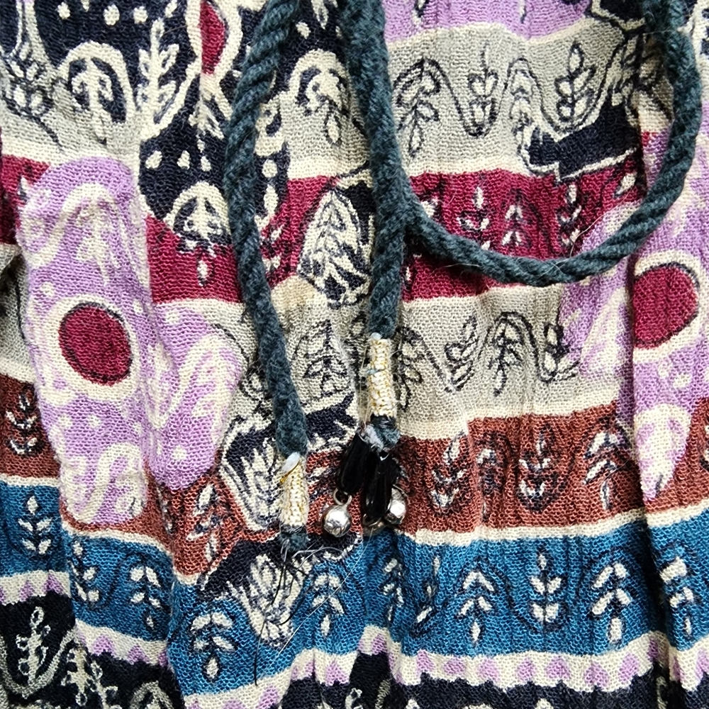 Boho Patterned Drawstring Skirt Size Large, Adjus… - image 2